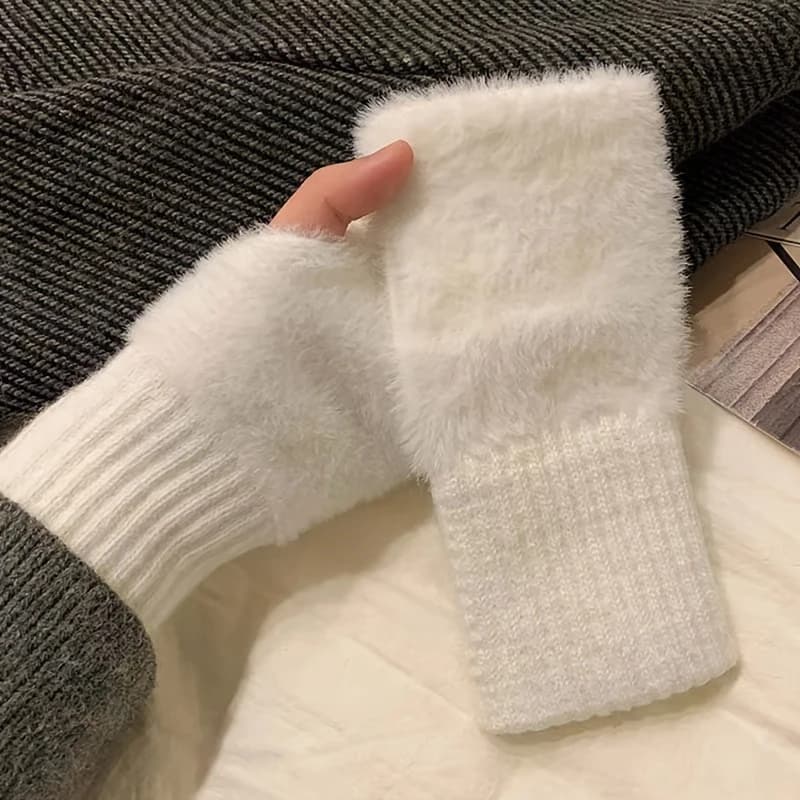 Gloves half fingers soft fleece mink autumn winter Gloves without fingers knitted in women's plush Wrist gloves Driving gloves to write