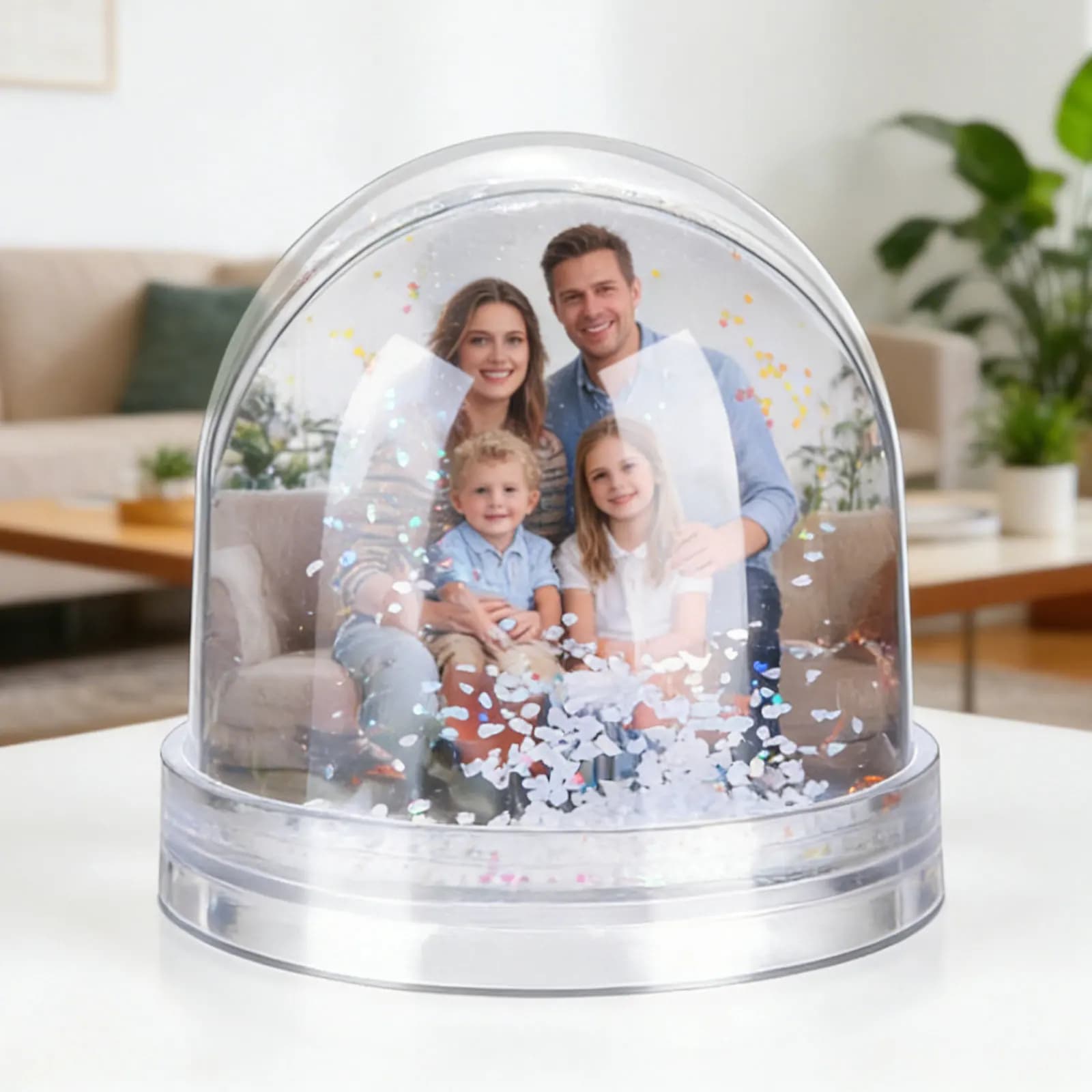Cornice Portafoto Globo di Neve Vuota, Mini Inserto Fai-da-te per Sublimazione, Carta Riutilizzabile, Espositore in Plastica, Decorazione Romantica Divertente, Regalo Ideale per Tutti