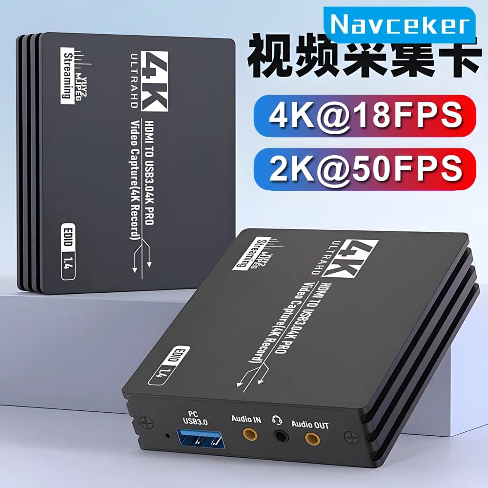 Scheda di Acquisizione Video Navceker 4K Compatibile HDMI con Loop Out per Registrazione Giochi e Streaming Live 1080P Grabber MS2131 per PS4/5 Switch