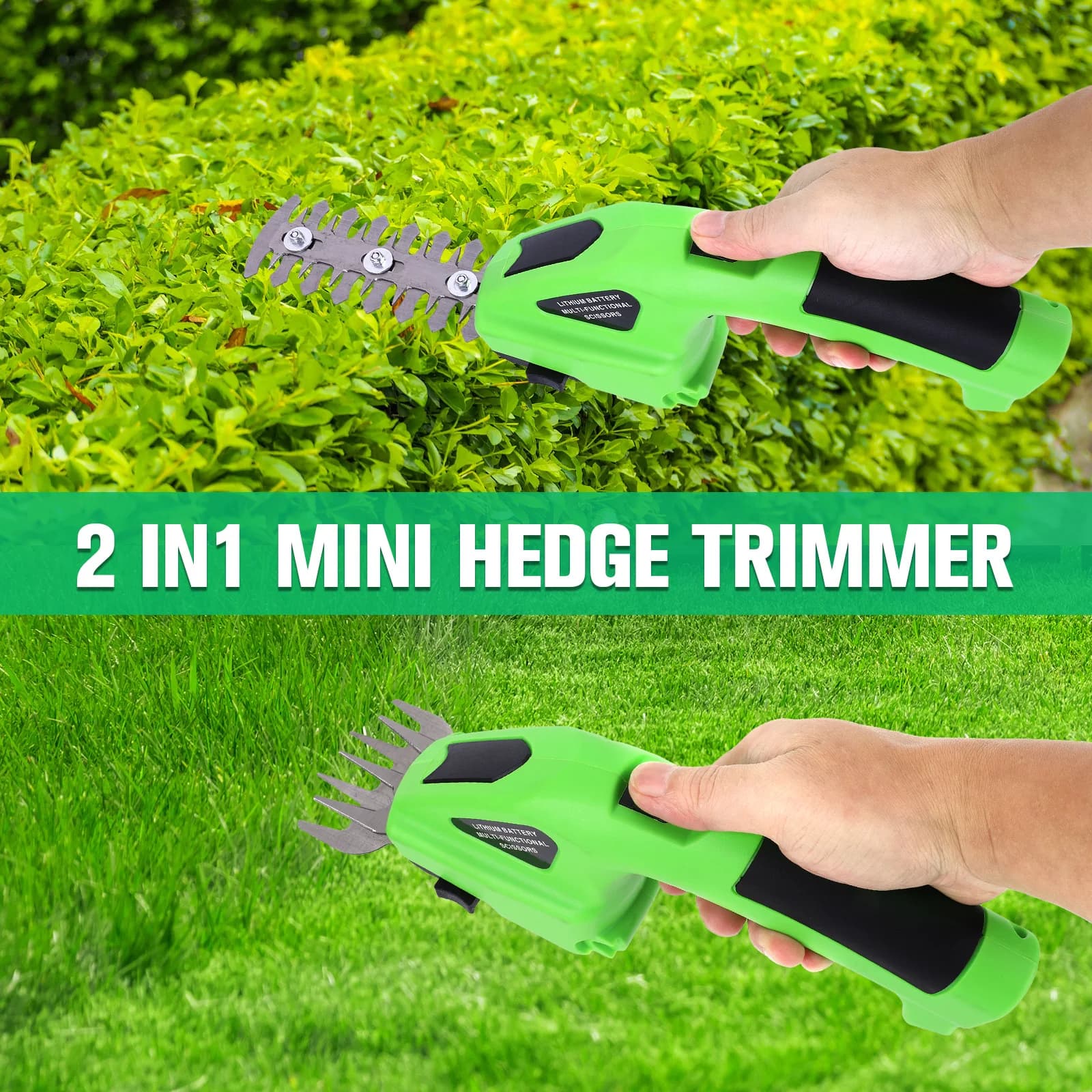 2 in 1 Cordless Electric Hedge Trimmer Rechargeable Garden Pruning Shears Shrub Trimmer Weeding Pruning Mower Garden Tool