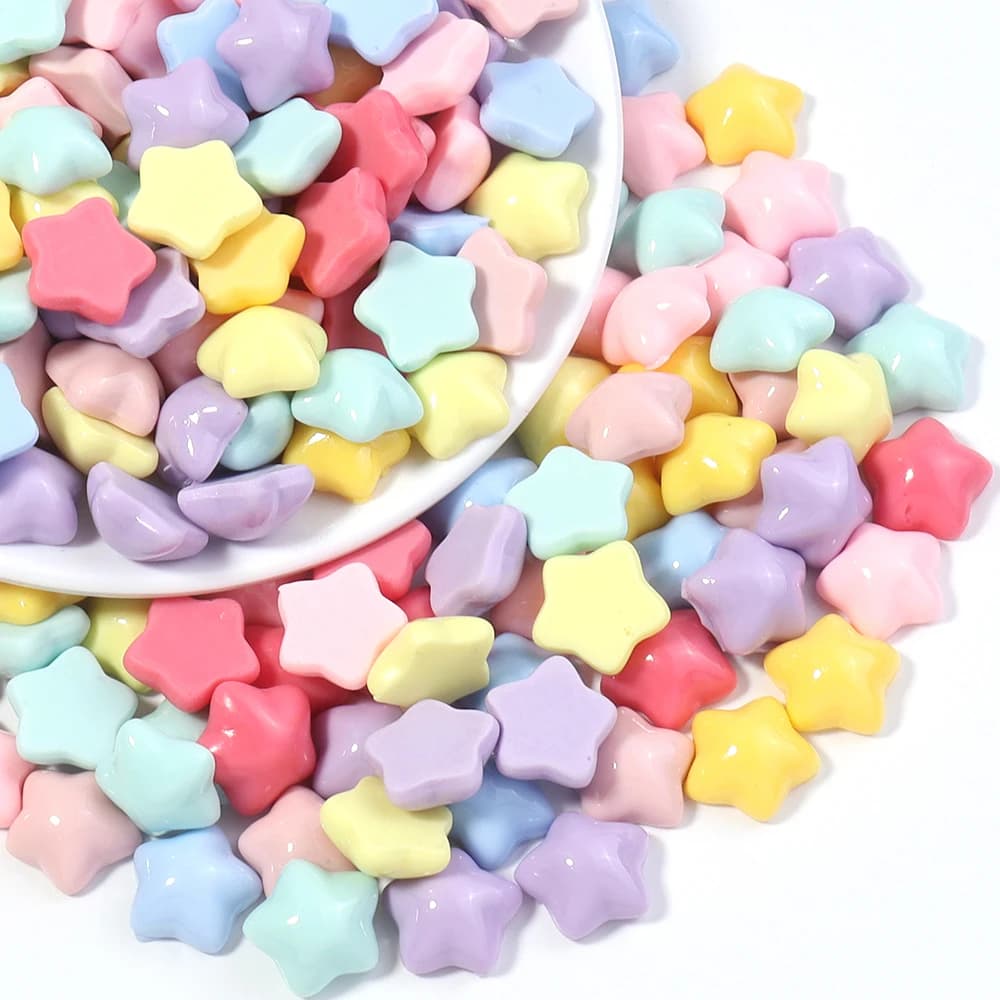 50pcs/lot Colorful Resin Star Patches Flat Back Stars Beads For Jewelry Making DIY Girls Hair Clips Headwear Accessories