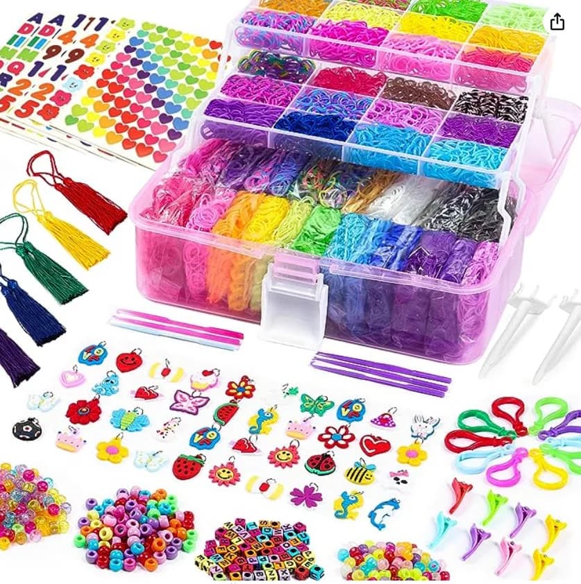 DIY Handmade Rubber Bands Loom Weaving Tool Box Bracelet Kit Pendant for Children DIY Knitting Elastic Art Crafts Beaded Toys
