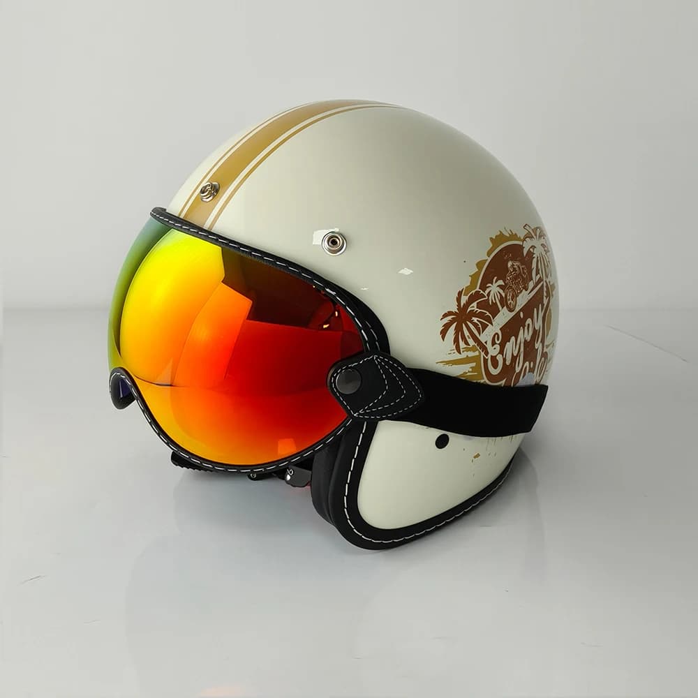 Visiera Universale per Casco Aperto 3/4, Lente a Bolla per Moto, Parabrezza, Lente Antivento, Occhiali Vintage per Casco da Motocicletta