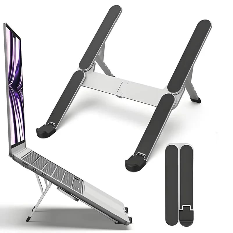 Supporto per laptop pieghevole in metallo, supporto per notebook portatile con angolo regolabile, per laptop da 10-17 pollici, ideale per casa, ufficio, viaggi