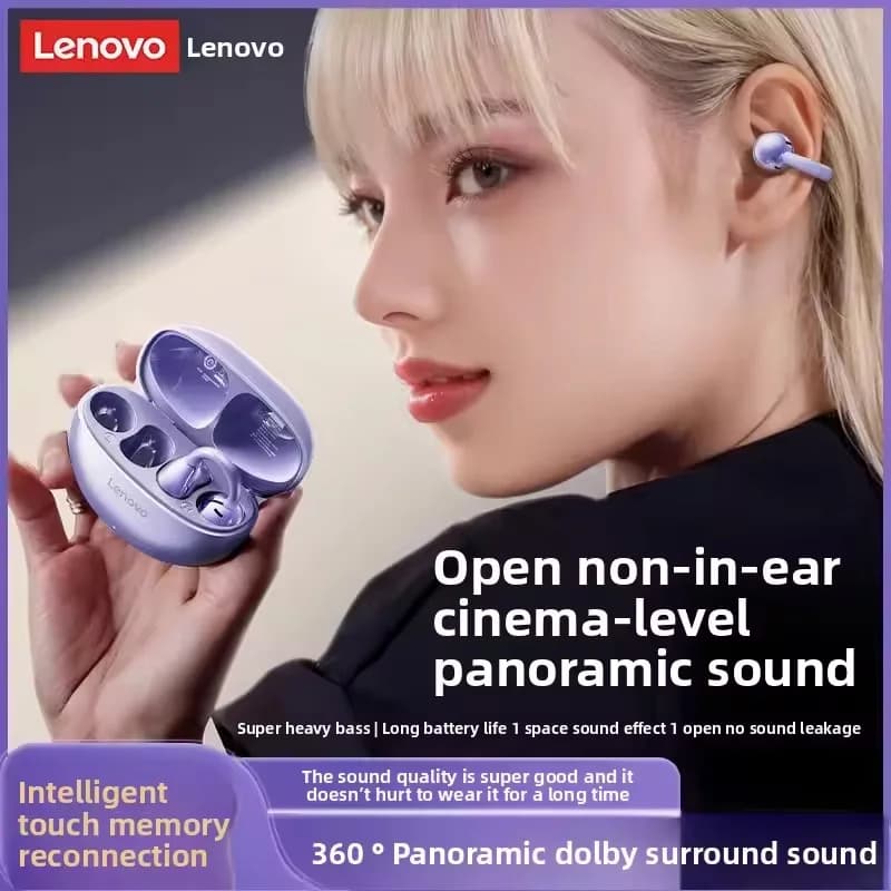 Auricolari Wireless Originali Lenovo TA410 a Conduzione Ossea, Cuffie Bluetooth 5.4 OWS, Stereo, Chiamate, Cancellazione del Rumore