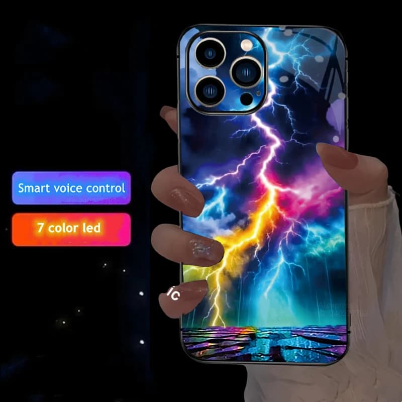 Scenario Arcobaleno LED Cassa Del Telefono Per iPhone 17 16 15 14 11 Pro Max 13 12 Mini 16E 17 Air 16 Plus Luminoso Antiurto copertura in vetro
