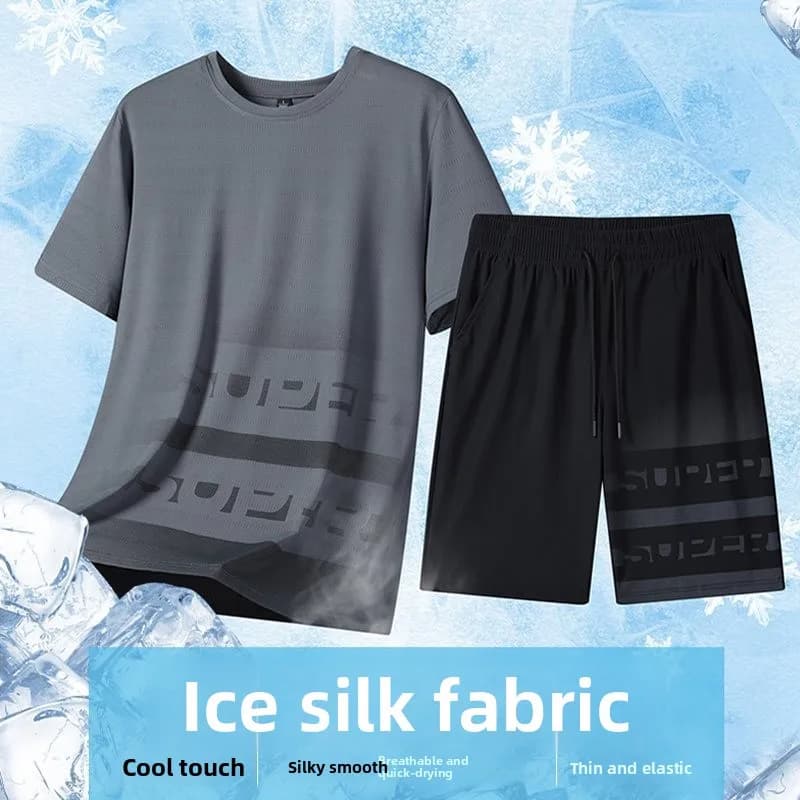 Men's sportswear in frozen silk fast drying, five-quarter pants, light, breathable and antibacterial for summer