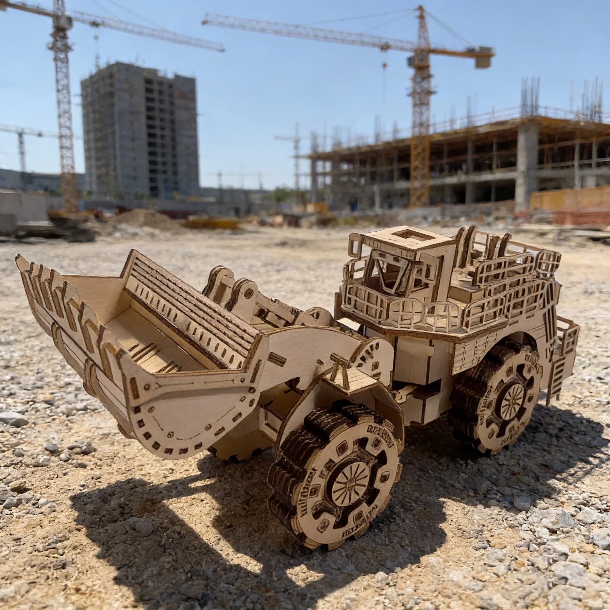 1 Bulldozer puzzle 3D in legno Modello di assemblaggio in legno fai-da-te Decorazione natalizia creativa Regalo perfetto per l'assemblaggio familiare