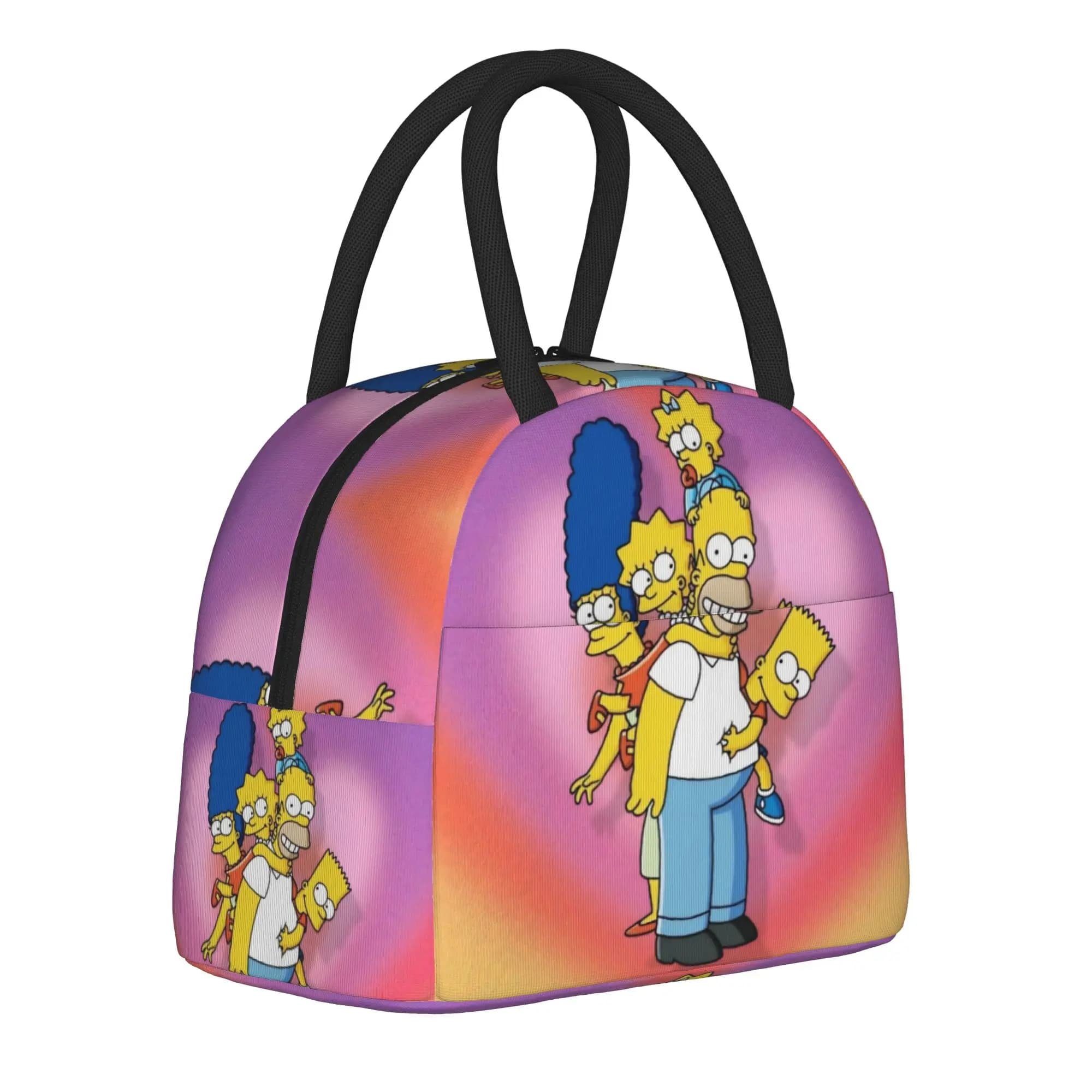 Borsa termica per il pranzo con personaggi dei cartoni animati Anime Simpsonseds, contenitore per alimenti da picnic, portatile, termico.