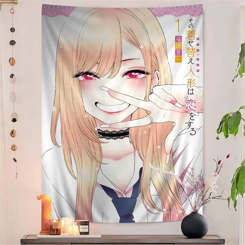 VIKAMA Tappeto con motivo ragazza anime, vivace stile pop art, adatto per la decorazione di camere da letto per adolescenti, dormitori universitari e appartamenti