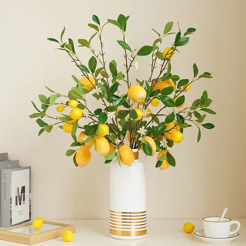 1 Pezzo Ramo di Limone Artificiale Realistico, Pianta con Frutti in Plastica per Decorazione Hotel, Ristoranti, Casa, Matrimoni, Accessori Fai-da-Te