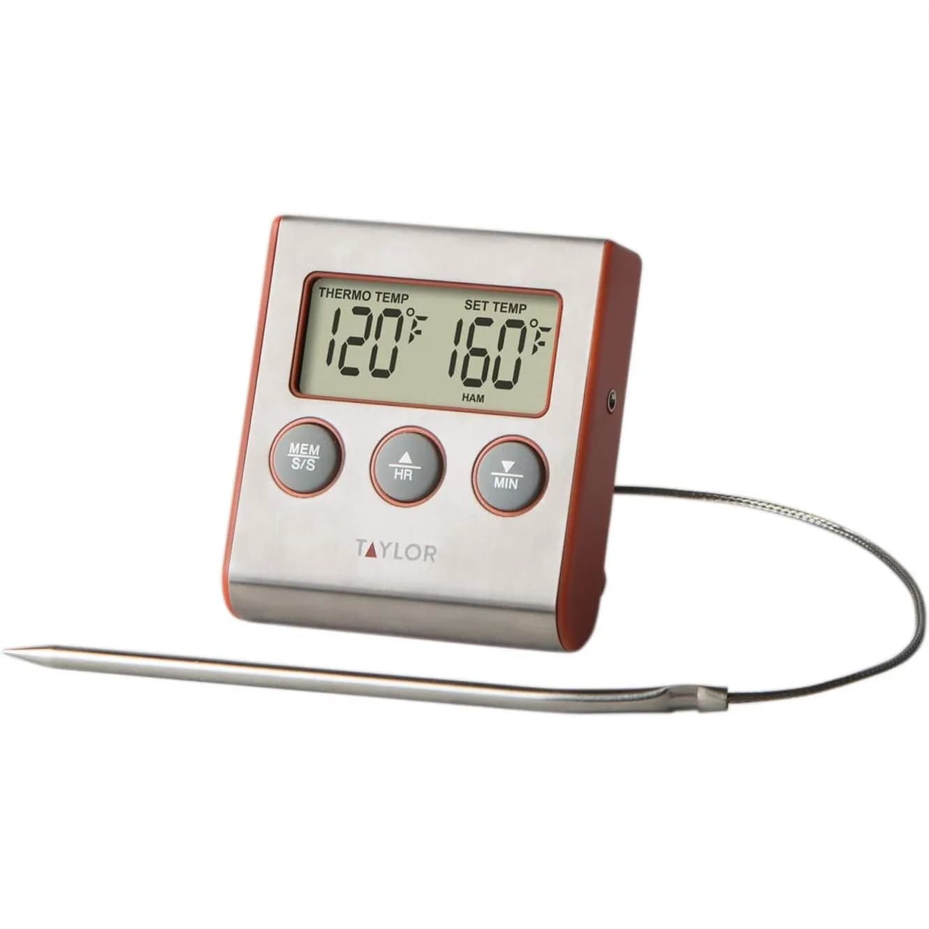 Termometro Digitale per Carne con Lettura Istantanea e Allarme Timer, Rosso