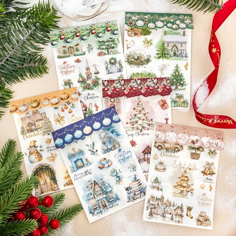 2 pcs Christmas Themed Decorative Label Stickers For Scrapbooking Sticker Journal Kit Planners Diary School Stationery supplies