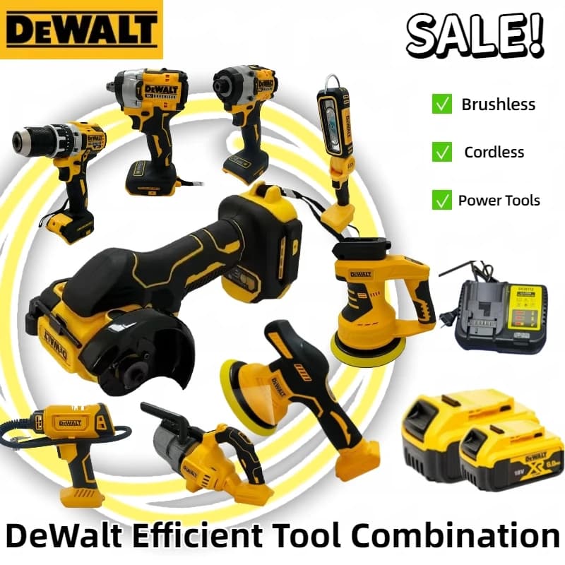 Utensili Elettrici Multifunzione DeWalt: Smerigliatrice Angolare Senza Fili Brushless, Troncatrice, Avvitatore Elettrico, Lucidatrice, Pompa ad Aria, Pistola Termica 20V