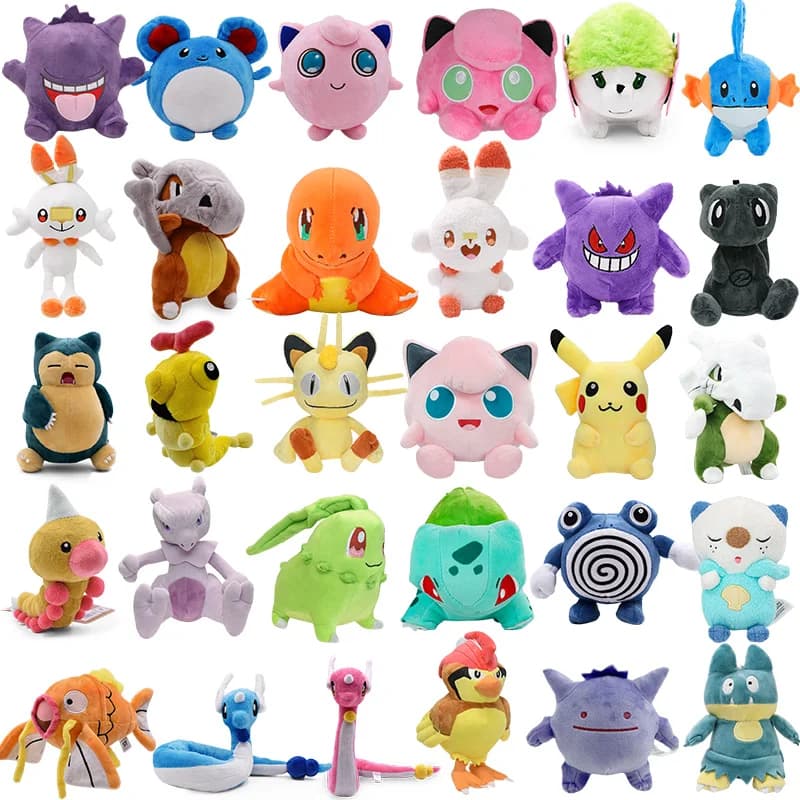 Peluche Pokémon: Jigglypuff, Mudkip, Weedle, Pidgeotto, Scorbunny, Oshawott, Caterpie, Gengar, Snorlax - Bambole Anime Imbottite