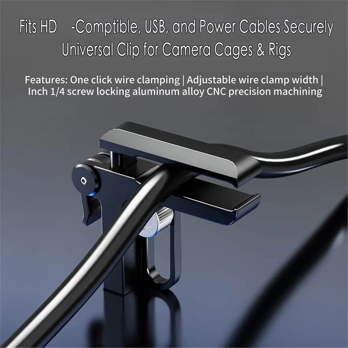 (WSFS) Morsetto universale per cavo HDMI compatibile con fotocamera, clip di bloccaggio a una clip, clip per cavo da 1/4 di pollice per Sony, per videocamera Canon, DSLR Rig