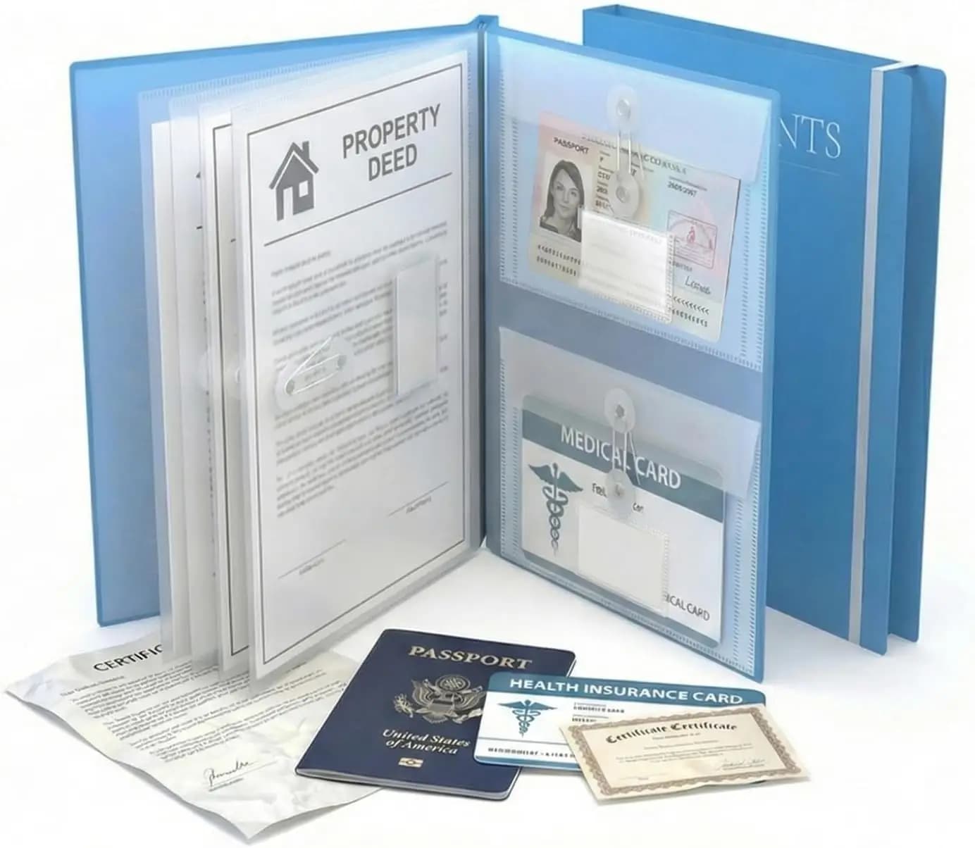 Cartella Portadocumenti Espandibile con Elastico, Organizzatore a Fisarmonica per Documenti, Certificati, Passaporti, Foto, Confezione da 1