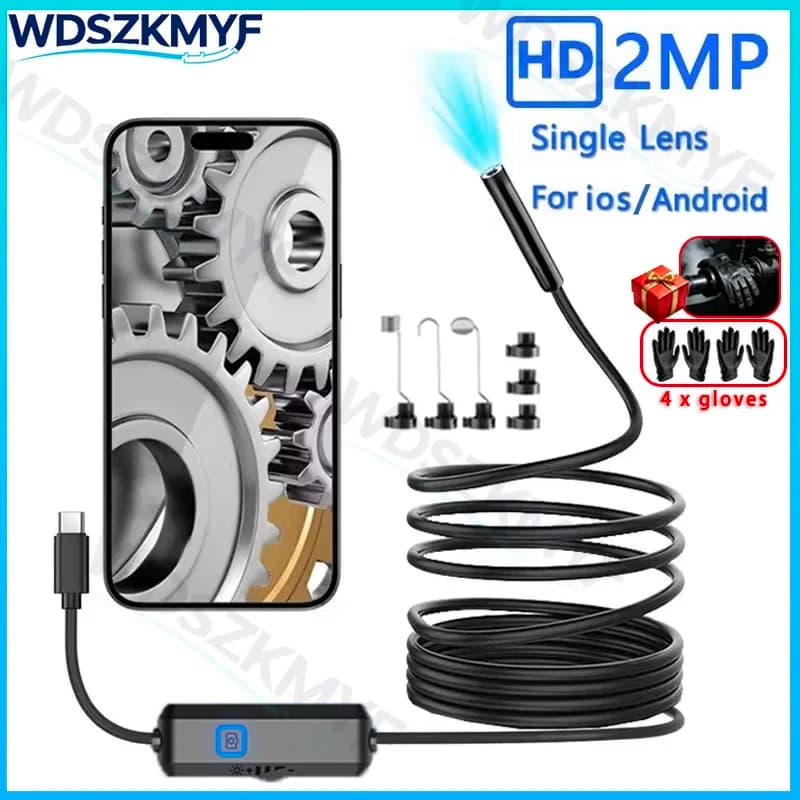 2026 HD Endoscope Inspection Camera 3IN1 Mini Inspection Camera IP67 Car Sewer Pipeline Borescope Type-C for Android ios phone