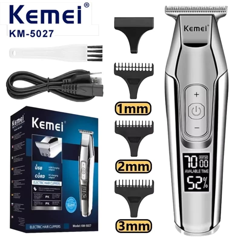Kemei Professional Haircut Barba Trimmer for Men Digital LED Haircut Adjustable Speed Cutout Clippers Electric Shaver