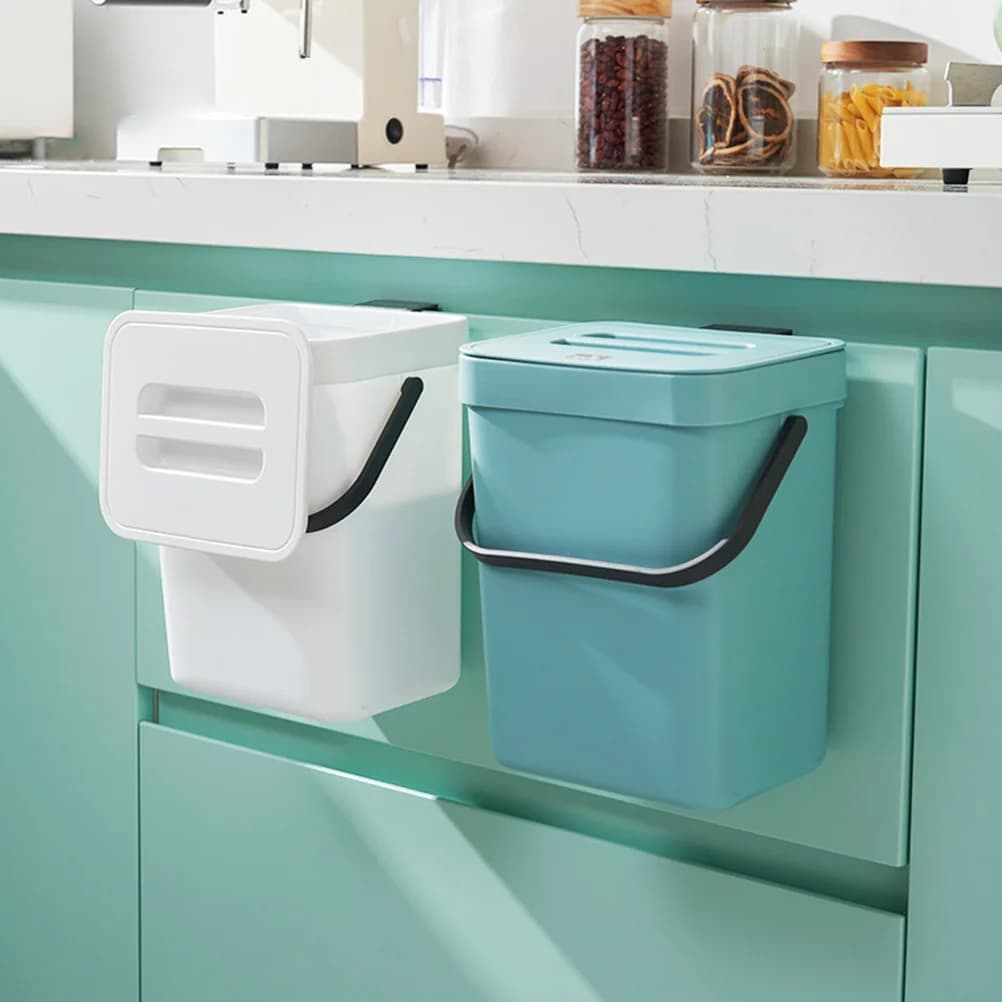 ZK50 Piccolo contenitore per compost da cucina Contenitore per rifiuti da cucina da 3 litri Contenitore da appoggio per uso domestico con coperchio per composto per rifiuti