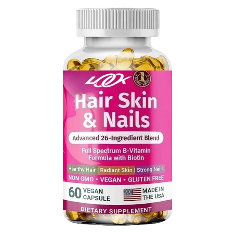 26 Types of Vitamins, Minerals and Herbal Extracts - Hair and Nail Growth Supplements, Skin Support 60 Vegan Biotin Capsules