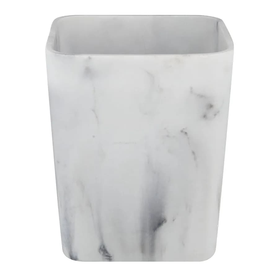 Cestino per Rifiuti in Finto Marmo per Cucina o Bagno, Elegante Finitura Bianca, Superficie Antigraffio, Moderno Contenitore Decorativo