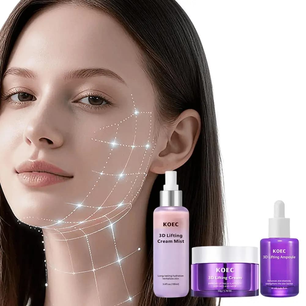 Skin Care Set KOEC with Cream Faced with Collagen Peptidic, Siero Spray, Hydrating Deep and Nutrient to Improve Ruges
