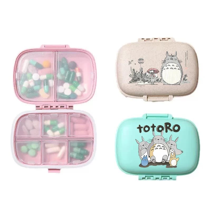 Totoro Mini Portable Pills Organizer Case 8 Grids PillBox Tablet Storage Container Travel Weekly Medicine Pill's Box Pill Case