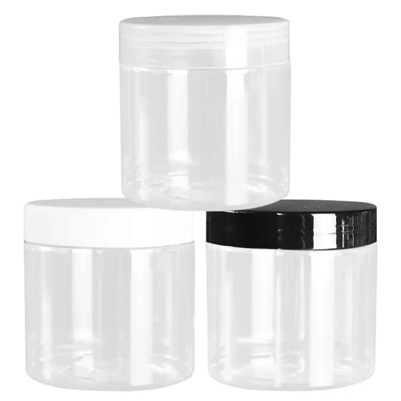 20 Pz/lotto 200ml Barattoli di Plastica Trasparente con Coperchio Barattoli di Stoccaggio A Bocca Larga Per Caramelle Frutta Secca Condimento Contenitori Cosmetici Vuoti