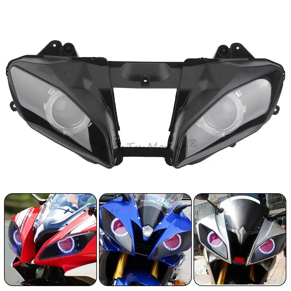 Motorcycle Assembly Modified Custom Front LED Headlight HID White Angel Eyes Red Eyes for Yamaha YZF-R6 2008-2015