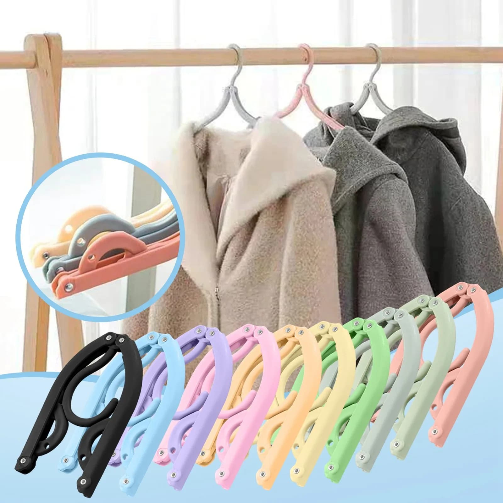 10 pieces folding travel hangers portable folding clothes hangers for travel clothes folding clothes hangers space saving for adults