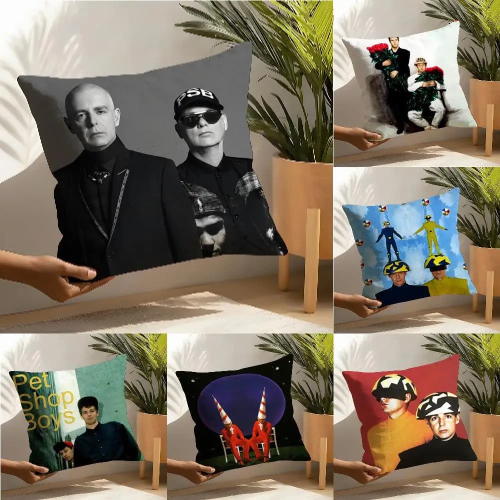 Federa per cuscino in lino con stampa P-Pet Shop Boys, per divano, decorazione per la casa, federa per cuscino, copricuscino
