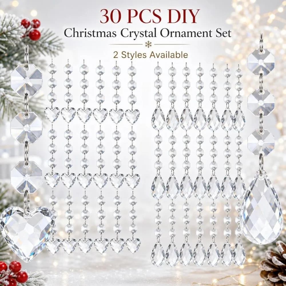 30pcs Crystal Clear Christmas Tree Ornaments Acrylic Christmas Decoration Hanging Pendant Decor Water Droplet