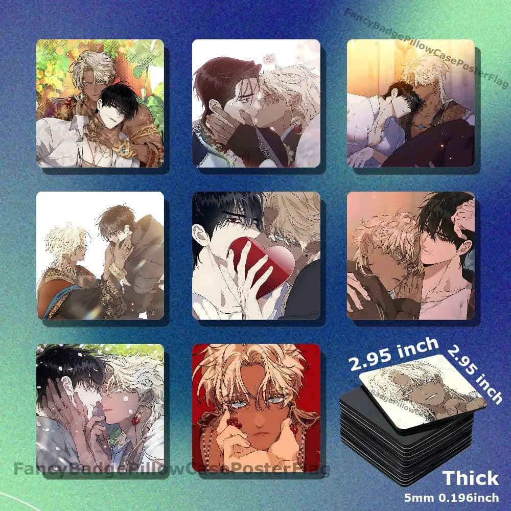 B-Blossoms Tei of The White Night Acrylic Refrigerator Magnets Square Tiles with Magnetic Sheets for Home Decoration