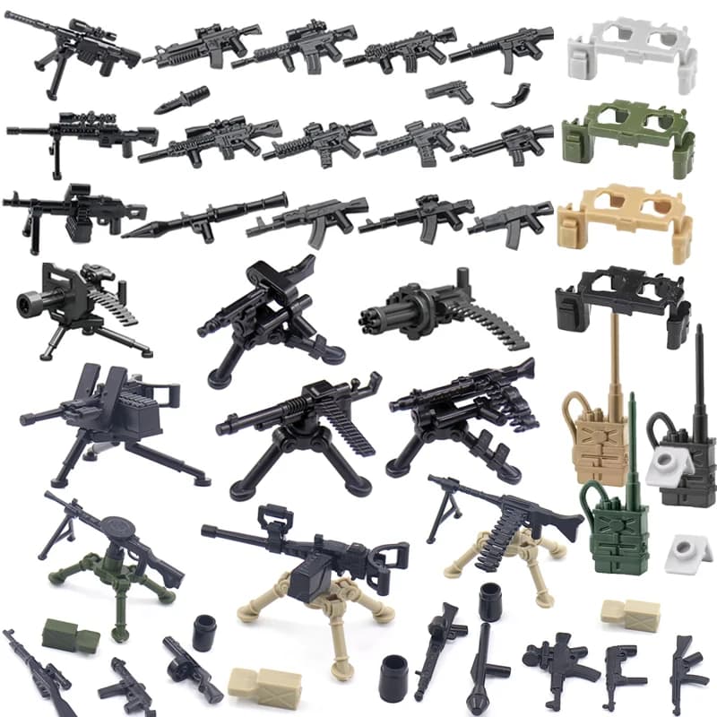WW2 Military Weapons Building Blocks Solider Figures Weapons Guns 98K MG34 Belt radio station Equipment Accessories Mini Bricks