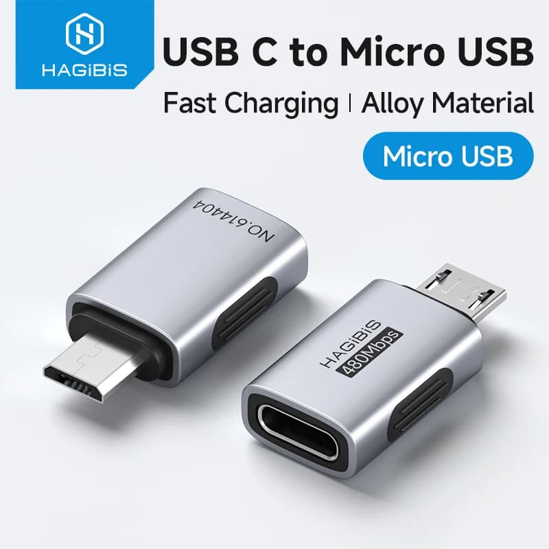 Adattatore Hagibis da USB C a Micro USB, connettore di conversione da USB C femmina a Micro USB maschio per telefoni Android, ventole, power bank, Samsung