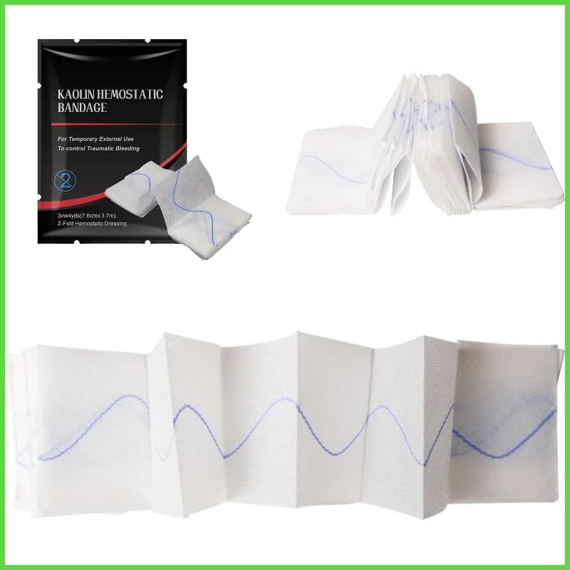 2 dimensioni Z-Fold ferita solubile emostatico caolino garza trauma combattimento emergenza medica per Ifak tattico kit di pronto soccorso esterno