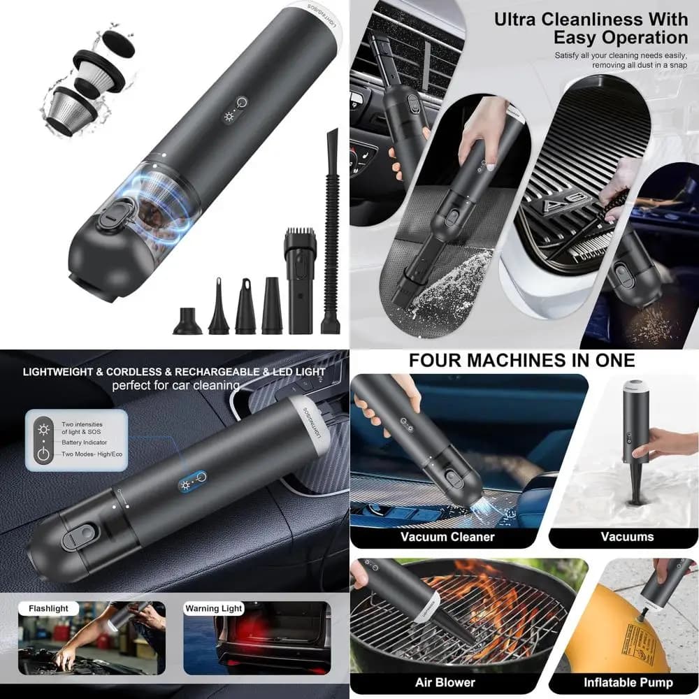 15000PA Portable Vacuum Cleaner with LED Light, HEPA Filter and Function 2-in-1 Blower and Vacuum Cleaner for Cars, Home & Removing Domestic Animals