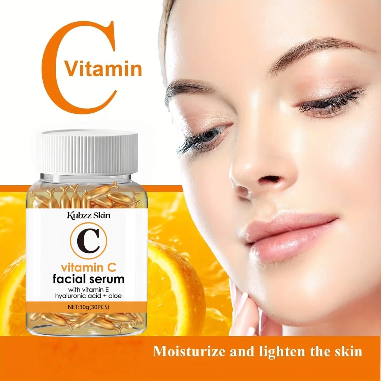 A Box of 30 Vitamin C Facial Essence Capsules, Moisturizing And Regeneration Facial Essence, Lifting And Firming Care