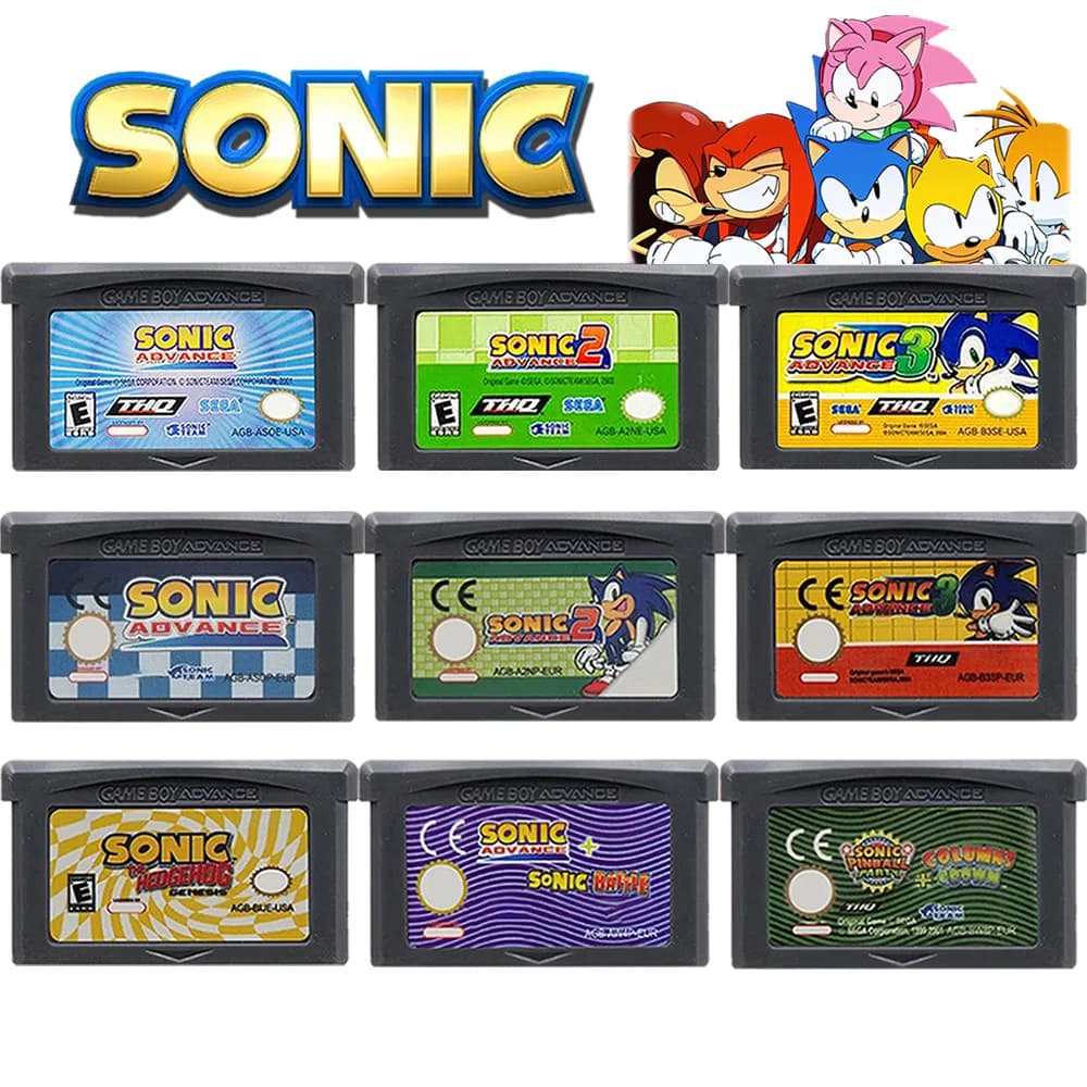 Cartuccia per videogiochi a 32 bit serie GBA Scheda console Sonic Advance 1 2 3 The Hedgehog Genesis multilingue