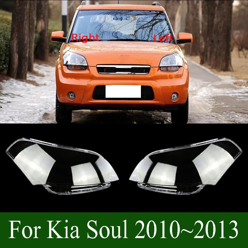 For Kia Soul 2010~2013 Front Car Protective Headlight Glass Lens Cover Shade Shell Auto Transparent Light Housing Lamp