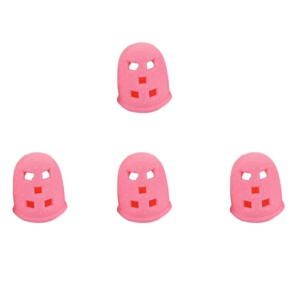 4 coperture protettive riutilizzabili in silicone per le dita della chitarra, antiscivolo, per mandolino, ukulele, banjo - Rosa S