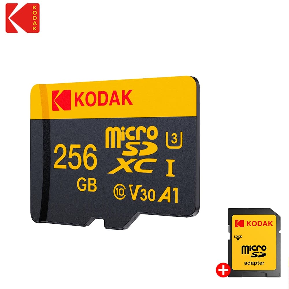 Scheda di memoria KODAK Micro SD 256G FINO a 100 MB/s C10 U3 32G 64G 128G Scheda TF 4K HD per adattatore lettore di schede USB Microsd per fotocamera