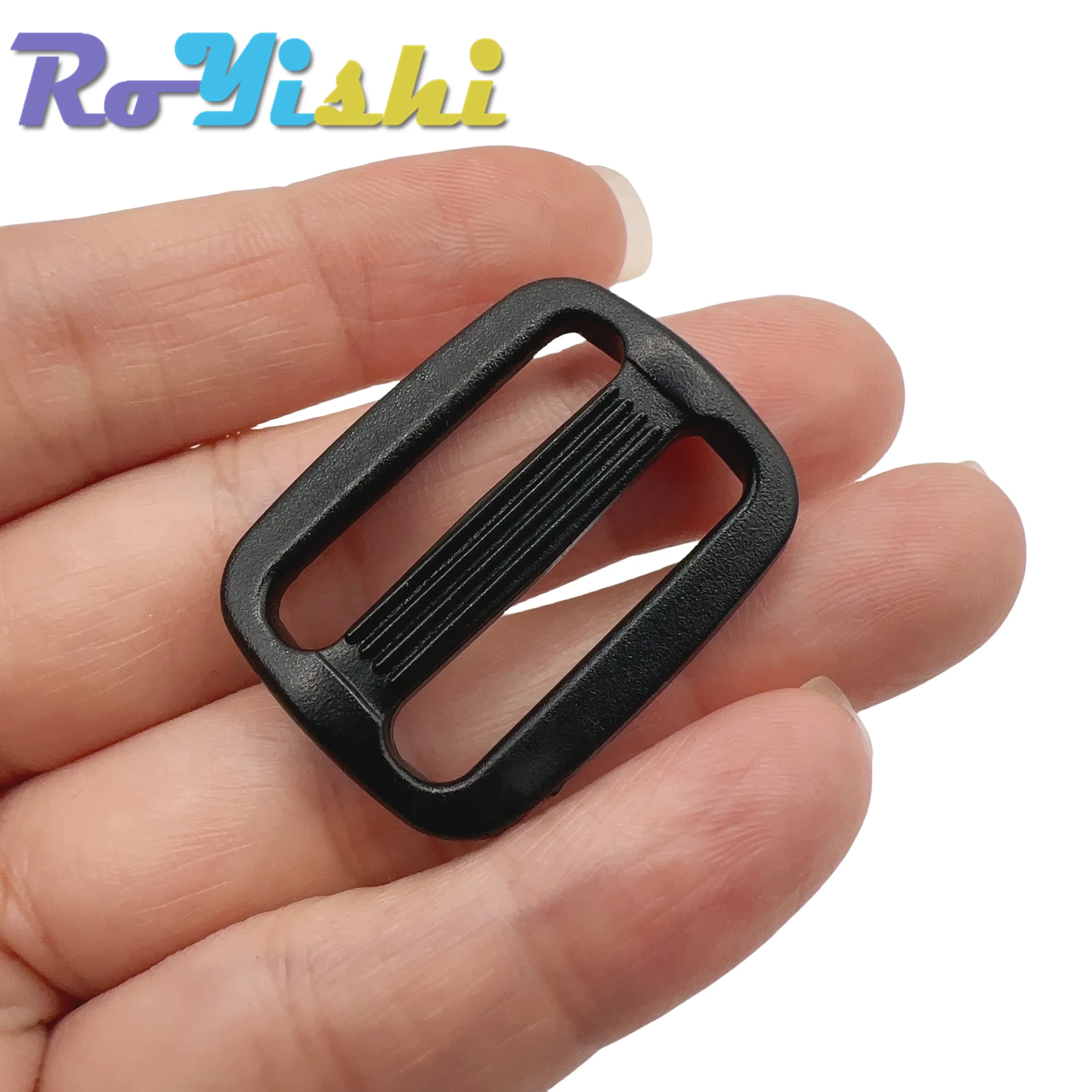 50 pz/pacco 1 "plastica nera Slider Tri-Glide regolare fibbie Tri-ring cinghie zaino