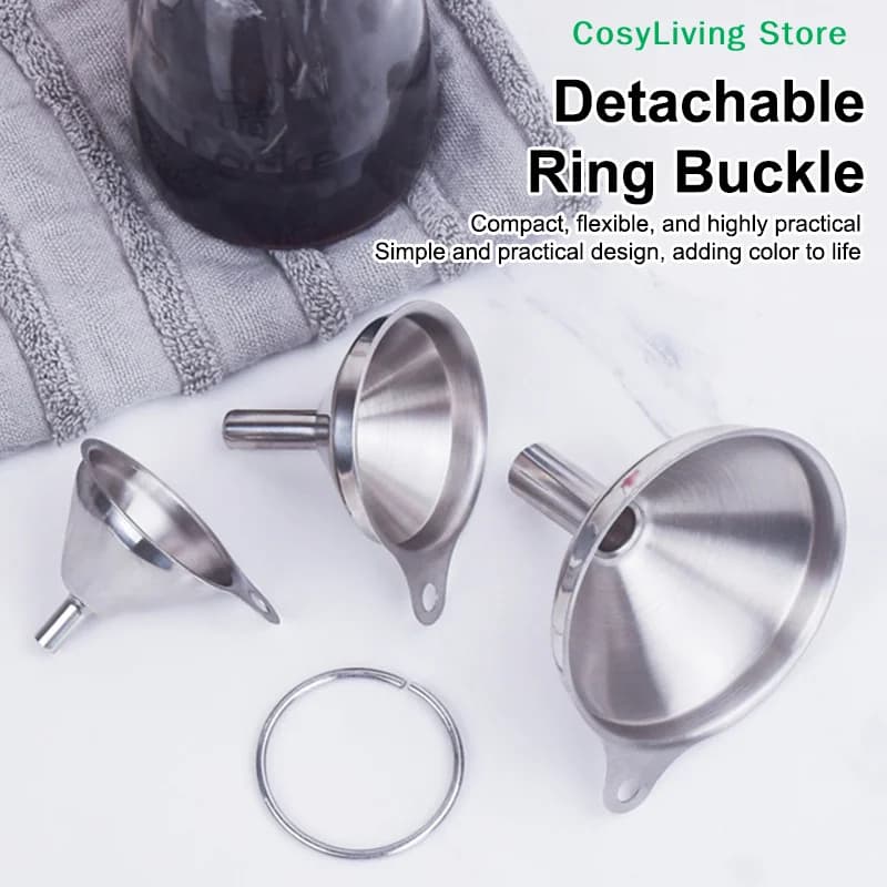 Set di Imbuti da Cucina in Acciaio Inox, Imbuti Piccoli per Oli Essenziali e Spezie, Imbuti in Metallo per Alimenti per Riempire Bottiglie
