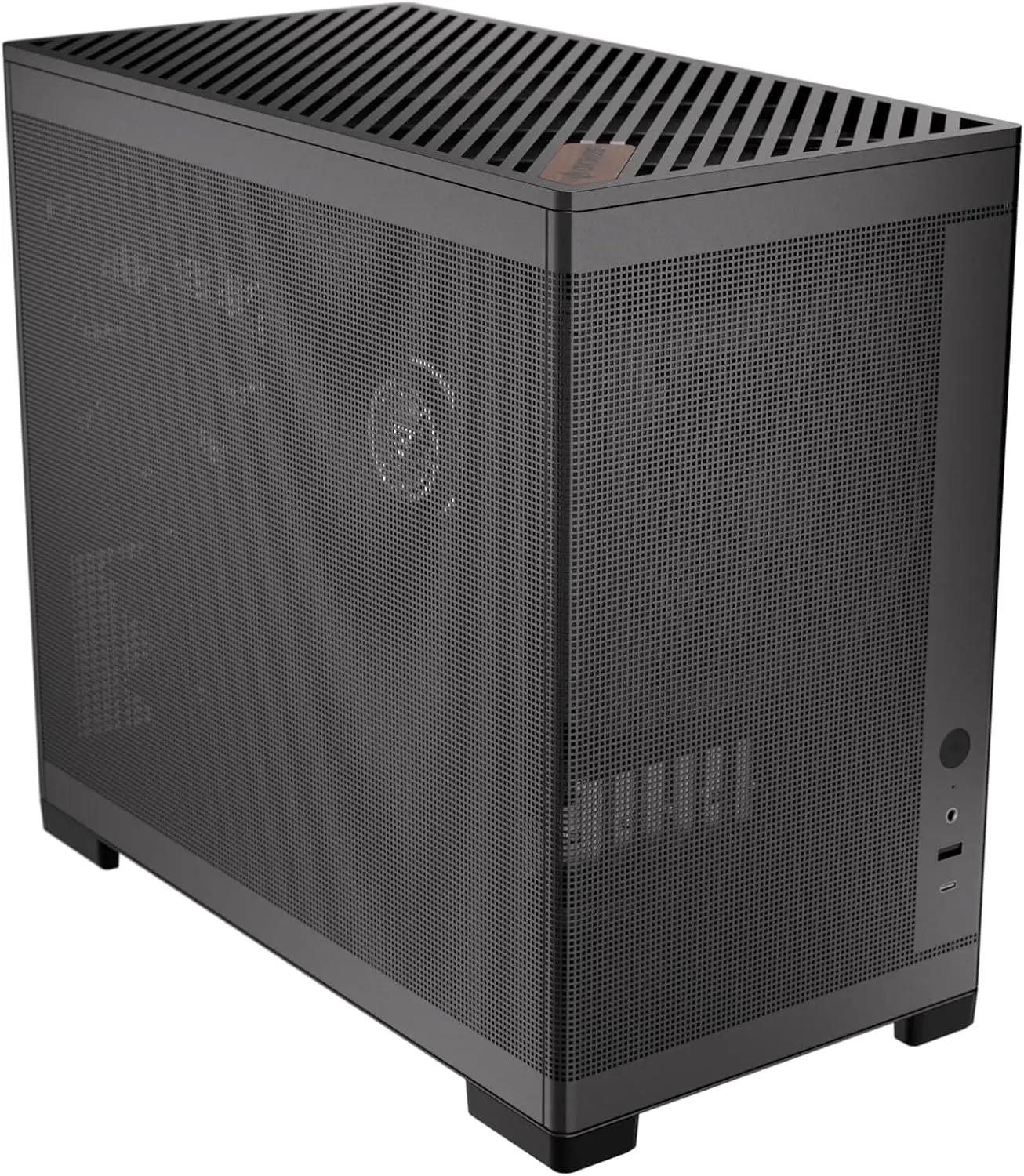 Case PC Micro ATX, 2x120mm Ventole Reverse e 1x120mm Ventola Preinstallate, Supporto Radiatore 240mm, Case MATX Compatto, Alimentatore Frontale, Nero