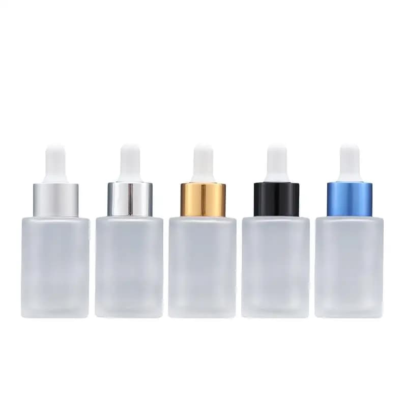Flacone contagocce in vetro smerigliato da 50 pezzi 30 ml con fiale di goccia di olio essenziale di e-liquido in vetro opaco nero oro argento da 1 oz ni09