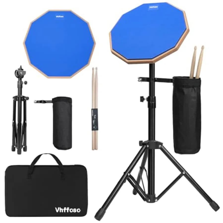 Pad per Batteria da 12 Pollici con Supporto e Bacchette, Pad per Rullante per Principianti con 2 Paia di Bacchette e Borsa per il Trasporto, Doppio Lato S