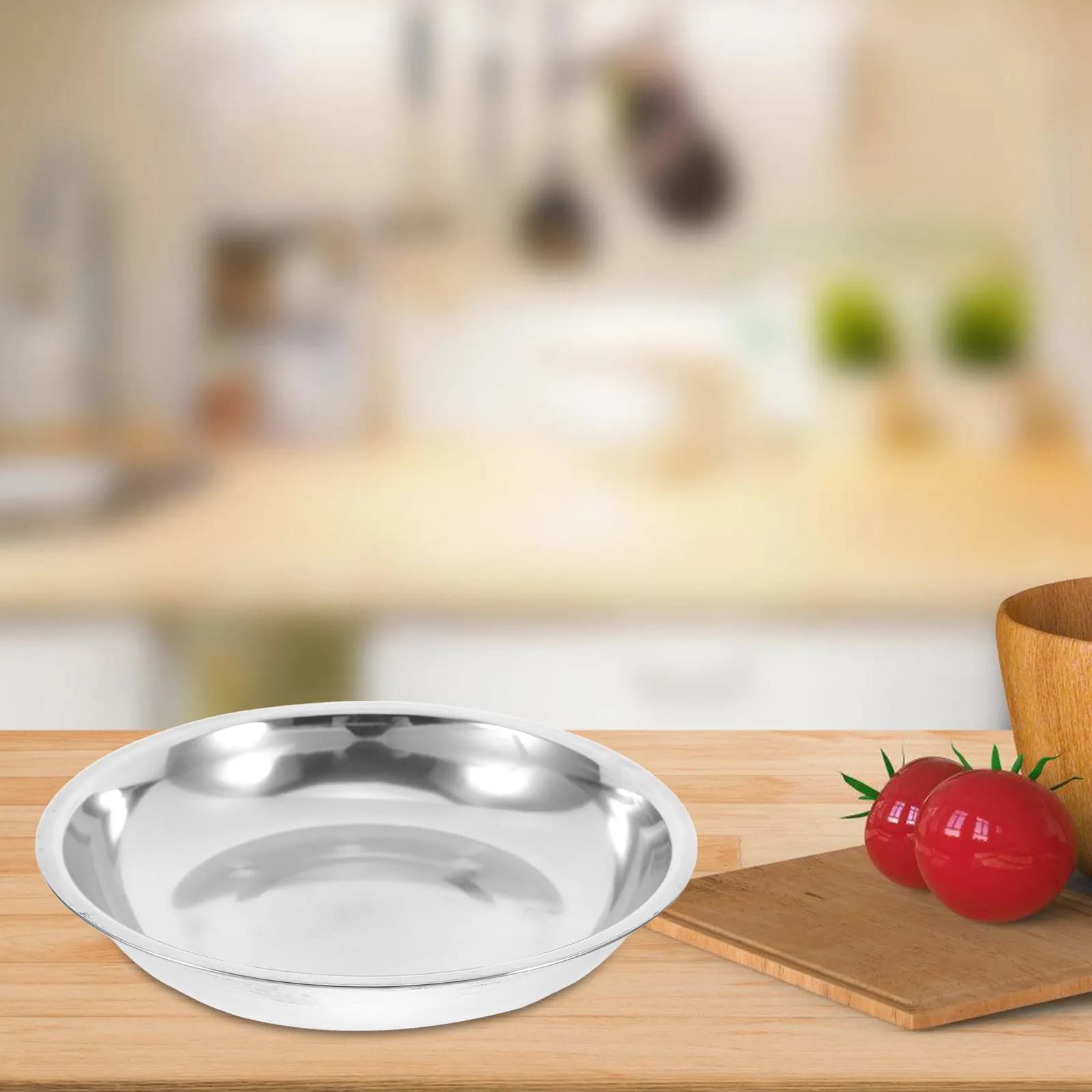 6Pcs Smooth Edge Stainless Steel Round Cuisine Plate Barbecue Tray for Bbq Picnic Family Gathering Food Party Storage Container