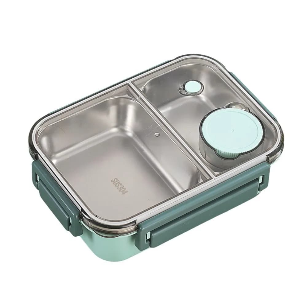Stoviglie Scatole per il pranzo in acciaio inossidabile 304 con stoviglie Scatola da picnic da 850 ml Contenitore per alimenti a 2/3 griglie a tenuta stagna Studenti